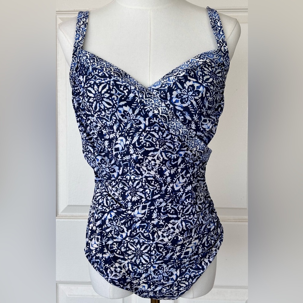 Miraclesuit One Piece Swim Suit Wrap/Gathered Front Underwire
